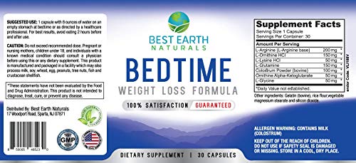 Best Earth Naturals Bedtime Weight Loss Supplement - Helps Boost Metabolism, Suppress Appetite and Reduce Sugar Cravings While You Sleep 30 Day Supply