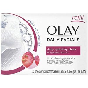 olay daily facial hydrating cleansing cloths with grapeseed extract, makeup remover 33 ea (pack of 2)