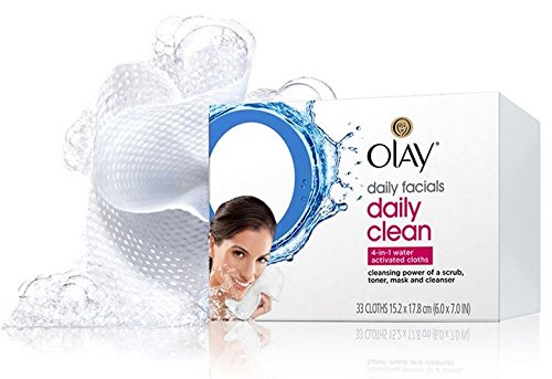 OLAY Daily Facial Hydrating Cleansing Cloths with Grapeseed Extract, Makeup Remover 33 ea (Pack of 2)