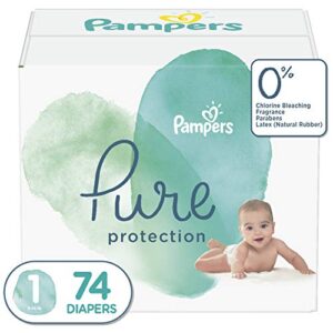 diapers newborn/size 1 (8-14 lb), 74 count – pampers pure protection disposable baby diapers, hypoallergenic and unscented protection, super pack (old version)