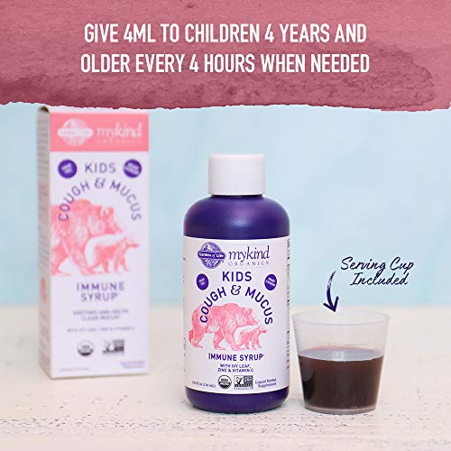 Garden of Life Elderberry Zinc Immune Support for Kids, mykind Organics Kids Cough & Mucus Immune Syrup with Ivy Leaf, Vitamin C and Echinacea for Children, Alcohol Free, No Added Sugars, 3.92 fl oz