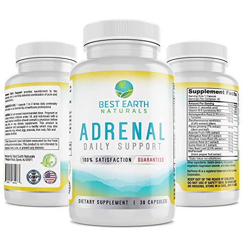 Best Earth Naturals Adrenal Support Supplement Cortisol MGR with Rhodiola Rosea, B Vitamins, Ginger Root, Ashwagandha, Licorice and More for Adrenal 30 Count