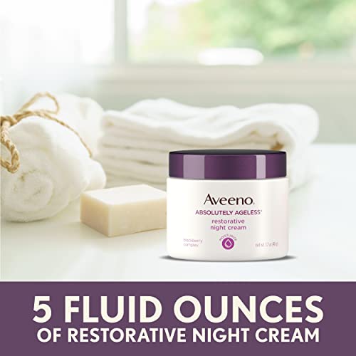 Aveeno Absolutely Ageless Restorative Night Cream Face & Neck Moisturizer with Antioxidant-Rich Blackberry Complex, Vitamin C & E, Hypoallergenic, Non-Greasy & Non-Comedogenic, 1.7 fl. oz