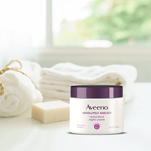 Aveeno Absolutely Ageless Restorative Night Cream Face & Neck Moisturizer with Antioxidant-Rich Blackberry Complex, Vitamin C & E, Hypoallergenic, Non-Greasy & Non-Comedogenic, 1.7 fl. oz