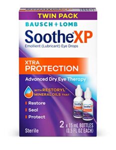 bausch + lomb soothe xp dry eye drops, xtra protection lubricant eye drops with restoryl mineral oils, , 0.5 ounce bottle twinpack, 0.5 fl oz (pack of 2)