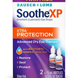 Bausch + Lomb Soothe XP Dry Eye Drops, Xtra Protection Lubricant Eye Drops with Restoryl Mineral Oils, , 0.5 Ounce Bottle Twinpack, 0.5 Fl Oz (Pack of 2)