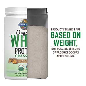 Garden of Life Whey Protein Powder Chocolate Peanut Butter, 21g Certified Organic Grass Fed Protein for Women & Men + Probiotics - 12 Servings - Gluten Free, Kosher, Humane, RBST & rBGH Hormone Free