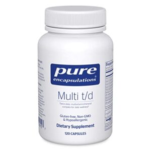 pure encapsulations multi t/d | multivitamin and mineral supplement to support daily wellness and cardiovascular health with a well-balanced diet* | 120 capsules