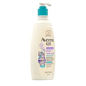 Aveeno Kids Sensitive Skin Face & Body Wash With Oat Extract, Gently Washes Away Dirt & Germs Without Drying, Tear-Free & Suitable for All Skin Tones, Hypoallergenic, 18 fl. Oz