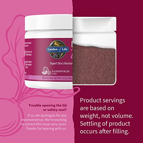 Garden of Life Organic Beet Root Powder with Antioxidants, Vitamin C, Probiotics, French Melon and Black Currant for Hair, Skin & Nails – Beets Beauty – Vegan, Non GMO, BlackBerry Melon – 30 Servings