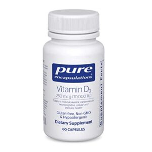 pure encapsulations vitamin d3 250 mcg (10,000 iu) | supplement to support bone, joint, breast, heart, colon and immune health* | 60 capsules