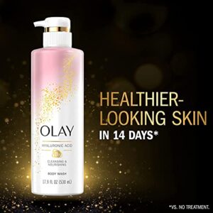 Olay Body Wash Women Cleansing & Nourishing with Hyaluronic Acid & Vitamin B3, 20 fl oz (Pack of 4)