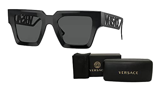 Versace VE4431 50MM Black/Dark Grey Square Sunglasses for Women + BUNDLE With Designer iWear Complimentary Eyewear Kit