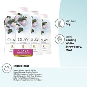 Olay Fresh Outlast Cooling White Strawberry & Mint Body Wash, 22 oz, (4 Count)