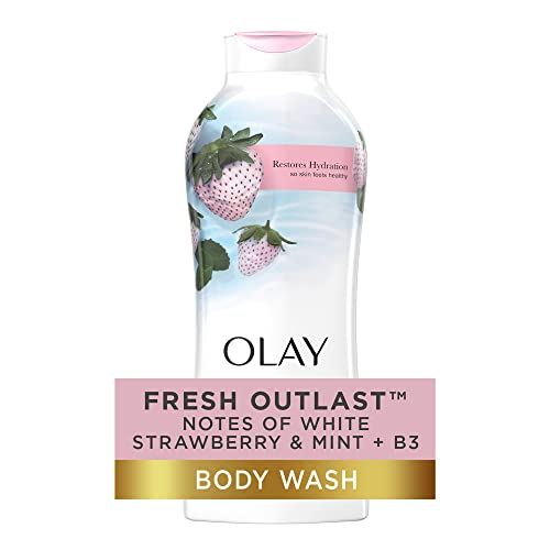 Olay Fresh Outlast Cooling White Strawberry & Mint Body Wash, 22 oz, (4 Count)