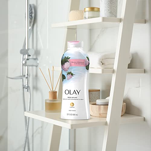 Olay Fresh Outlast Cooling White Strawberry & Mint Body Wash, 22 oz, (4 Count)