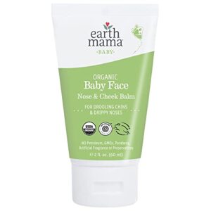 organic baby face nose & cheek balm for dry skin by earth mama | natural petroleum jelly alternative, 2-fluid ounce