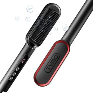 TYMO Ring Plus Ionic Hair Straightener Brush - Hair Straightening Comb with Nano Titanium Coating for Even Heat, 9 Temp Settings & LED Screen, Professional Hair Styling Tools, Gifts for Women