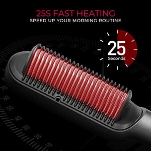 TYMO Ring Plus Ionic Hair Straightener Brush - Hair Straightening Comb with Nano Titanium Coating for Even Heat, 9 Temp Settings & LED Screen, Professional Hair Styling Tools, Gifts for Women