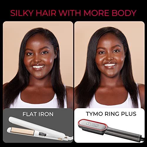 TYMO Ring Plus Ionic Hair Straightener Brush - Hair Straightening Comb with Nano Titanium Coating for Even Heat, 9 Temp Settings & LED Screen, Professional Hair Styling Tools, Gifts for Women