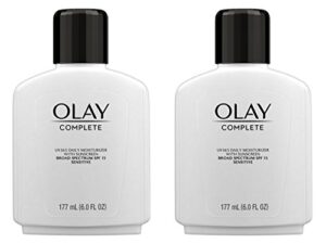 face moisturizer by olay complete lotion all day moisturizer with sunscreen spf 15 for sensitive skin, 6.0 fl oz (pack of 2)