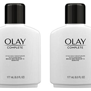 Face Moisturizer by Olay Complete Lotion All Day Moisturizer with Sunscreen SPF 15 for Sensitive Skin, 6.0 fl oz (Pack of 2)