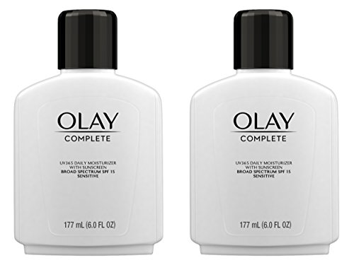 Face Moisturizer by Olay Complete Lotion All Day Moisturizer with Sunscreen SPF 15 for Sensitive Skin, 6.0 fl oz (Pack of 2)