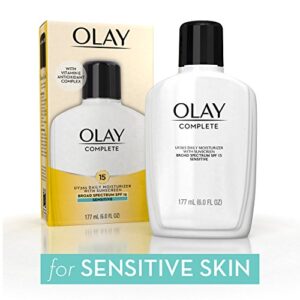 Face Moisturizer by Olay Complete Lotion All Day Moisturizer with Sunscreen SPF 15 for Sensitive Skin, 6.0 fl oz (Pack of 2)