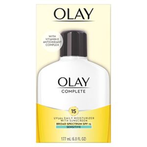 Face Moisturizer by Olay Complete Lotion All Day Moisturizer with Sunscreen SPF 15 for Sensitive Skin, 6.0 fl oz (Pack of 2)