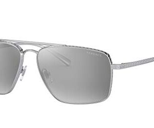 Versace Man Sunglasses Silver Frame, Light Grey Mirror Silver 80 Lenses, 61MM