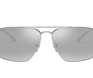 Versace Man Sunglasses Silver Frame, Light Grey Mirror Silver 80 Lenses, 61MM