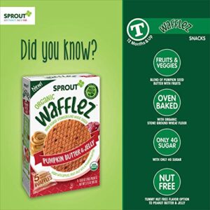 Sprout Organic Baby Food, Stage 4 Toddler Snacks, Pumpkin Butter & Jelly Wafflez, Single Serve Waffles, 0.63 Ounce (Pack of 5)