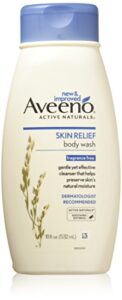 aveeno active naturals skin relief body wash, fragrance free, 12 ounce (pack of 3)