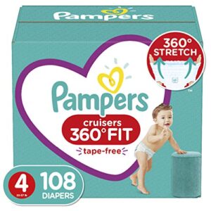 diapers size 4, 108 count – pampers cruisers 360° fit disposable baby diapers, enormous pack (packaging may vary)