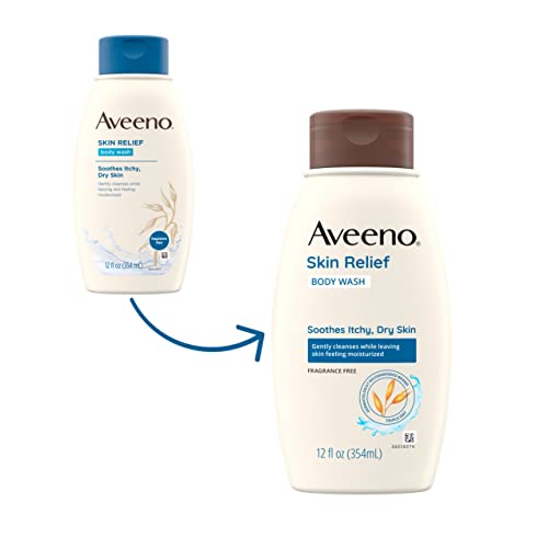 Aveeno Skin Relief Fragrance-Free Body Wash with Triple Oat Formula Soothes Itchy, Dry Skin, Formulated for Sensitive Skin, Fragrance-, Paraben-, Dye- & Soap-Free, 12 fl. oz