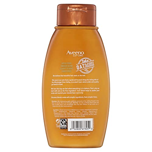 Aveeno Apple Cider Vinegar Sulfate-Free Conditioner for Balance & High Shine, Daily Moisturizing & Scalp Soothing Conditioner for Oily or Dull Hair, Paraben & Dye-Free, 12oz