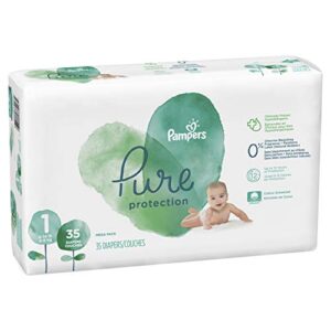 Diapers Newborn/Size 1 (8-14 lb), 35 Count - Pampers Pure Protection Disposable Baby Diapers, Hypoallergenic and Unscented Protection, Mega Pack (Old Version)