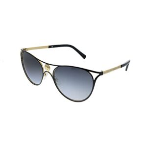 versace ve 2237 1433t3 black/gold metal cat-eye sunglasses grey gradient lens