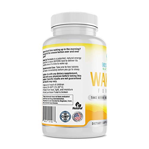 Best Earth Naturals Wake Up Formula, Supplement Taken at Bedtime and Works While You Sleep for Delayed Time Release Energy in Morning. Alternative to Coffee and Morning Alarm Clock 40 Count