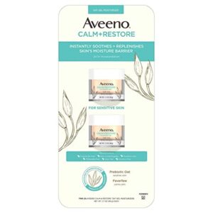 aveeno calm + restore oat gel facial moisturizer for sensitive skin, lightweight gel cream face moisturizer with prebiotic oat and feverfew, hypoallergenic, fragrance- and paraben-free, 1.7 oz (pack of 2)
