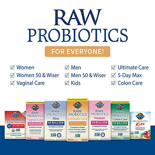 Garden of Life Raw Probiotics for Men Over 50 - Men 50 & Wiser Probiotic with Acidophilus and Bifidobacteria Probiotic-Created Vitamins, Enzymes, and Prebiotics, Gluten Free, 90 Vegetarian Capsules