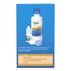 Contact Lens Solution Kit by Boston Simplus, for Gas Permeable Contact Lenses, 3.5 Fl Oz Multi-Action Solution, 0.17 Fl Oz Rewetting Drops, Lens Case Included