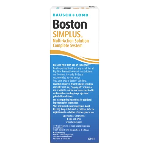 Contact Lens Solution Kit by Boston Simplus, for Gas Permeable Contact Lenses, 3.5 Fl Oz Multi-Action Solution, 0.17 Fl Oz Rewetting Drops, Lens Case Included