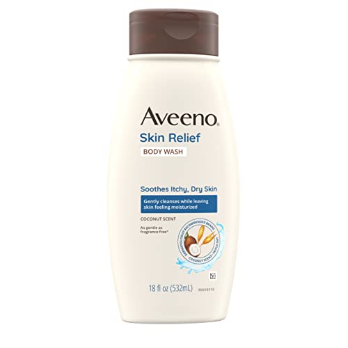 Aveeno Skin Relief Body Wash with Coconut Scent & Soothing Triple Oat Formula, Body Wash Soothes Itchy, Dry Skin, Coconut Scented Cleanser is as Gentle as Fragrance Free, 18 fl. oz