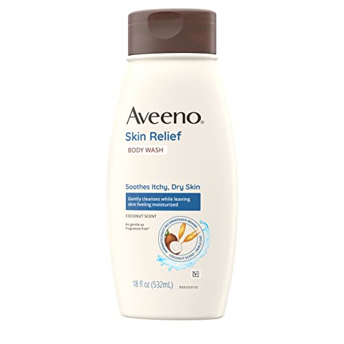 Aveeno Skin Relief Body Wash with Coconut Scent & Soothing Triple Oat Formula, Body Wash Soothes Itchy, Dry Skin, Coconut Scented Cleanser is as Gentle as Fragrance Free, 18 fl. oz