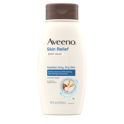 Aveeno Skin Relief Body Wash with Coconut Scent & Soothing Triple Oat Formula, Body Wash Soothes Itchy, Dry Skin, Coconut Scented Cleanser is as Gentle as Fragrance Free, 18 fl. oz