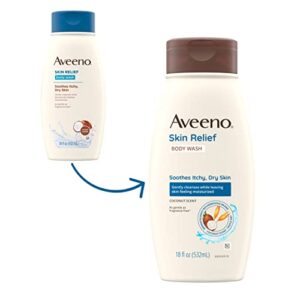 Aveeno Skin Relief Body Wash with Coconut Scent & Soothing Triple Oat Formula, Body Wash Soothes Itchy, Dry Skin, Coconut Scented Cleanser is as Gentle as Fragrance Free, 18 fl. oz