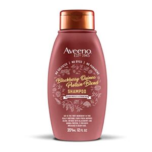 aveeno blackberry quinoa protein blend sulfate-free shampoo for color-treated hair protection, daily strengthening & moisturizing shampoo, paraben & dye-free, 12 fl oz