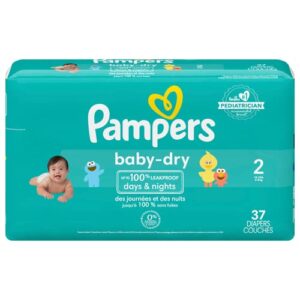 Diapers Size 2, 37 Count - Pampers Baby Dry Disposable Baby Diapers, Jumbo Pack