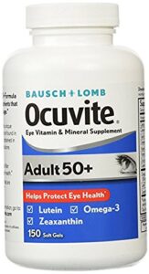 bausch & lomb ocuvite adult 50+ eye vitamin & mineral supplement – 2 bottles, 150 softgels each